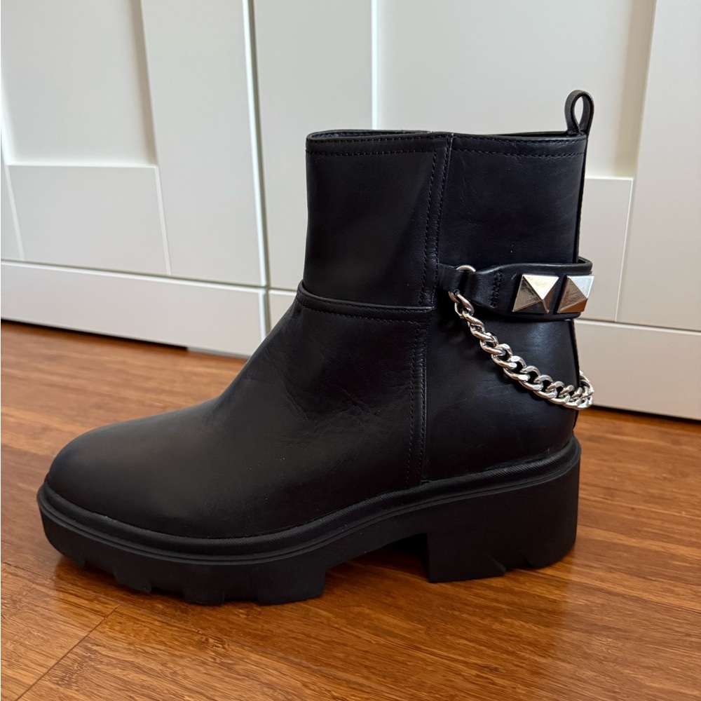 Marc Fisher Black Ankle Boots with Chain and Studs